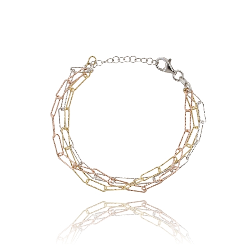 BRACCIALE MAGLIA SPECIALE A 3 FILI IN ARGENTO TIT 925 CM 17-20