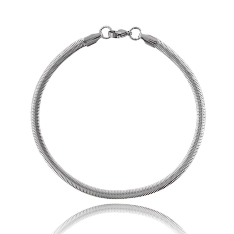 BRACCIALE CODA DI TOPO SCHIACCIATA IN ACCIAIO CM 21