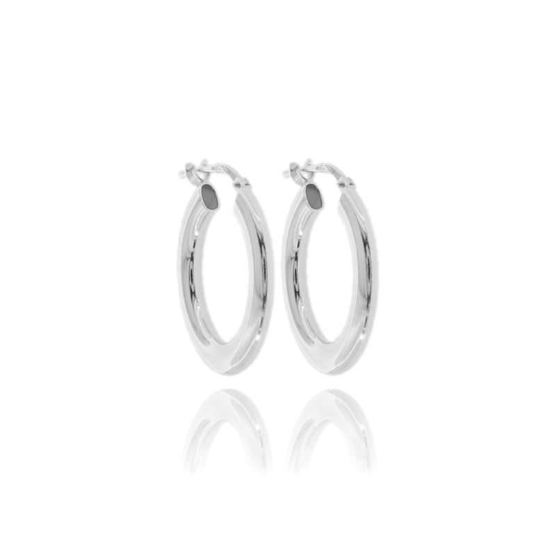 ORECCHINI A CERCHIO A CANNA SCHIACCIATA MM 2X4 IN ARGENTO TIT 925‰