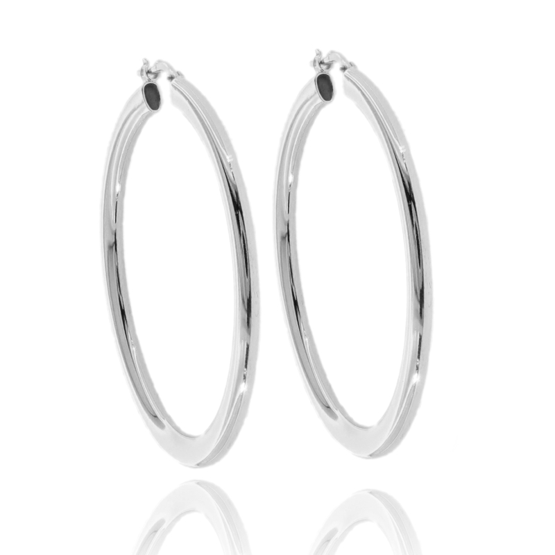 ORECCHINI A CERCHIO A CANNA SCHIACCIATA MM 2X4 IN ARGENTO TIT 925‰