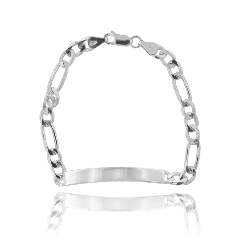 BRACCIALE IN ARGENTO MAGLIA 3+1 CON TARGA IN ARGENTO TIT 925