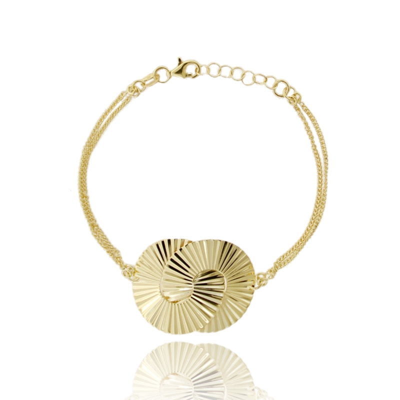 BRACCIALE GRUMETTINA CM 18 CON TONDI A LASTRA VENTAGLIO MM 33X25 IN ARGENTO TIT 925