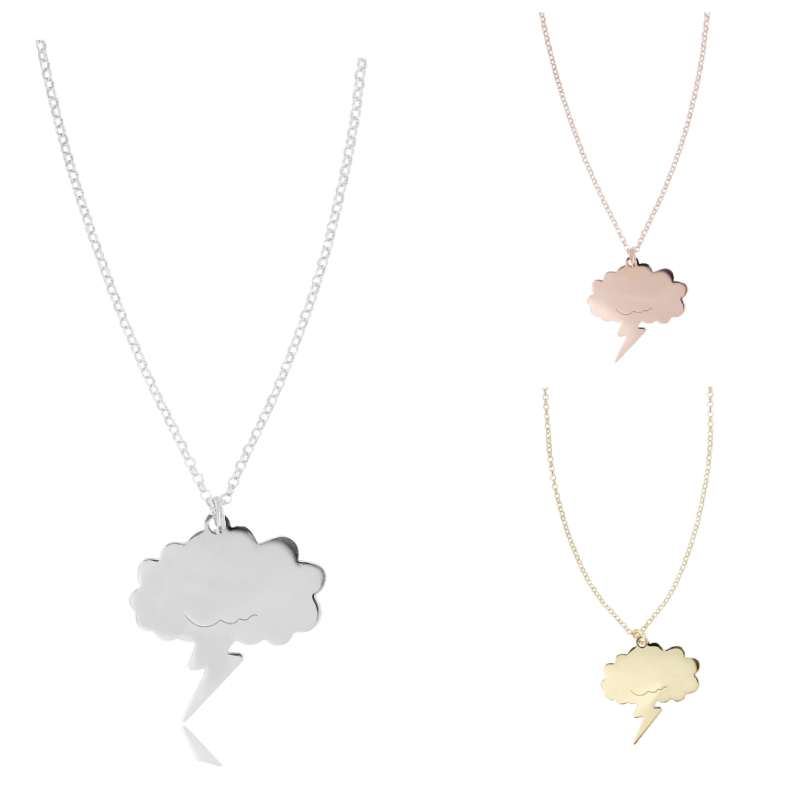 COLLANA ROLO' CON NUVOLA CON SAETTA PENDENTE IN ARGENTO TIT 925‰ CM 40-45
