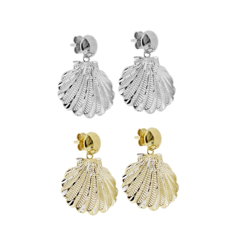ORECCHINI PENDENTI CON CONCHIGLIA IN ARGENTO TIT 925