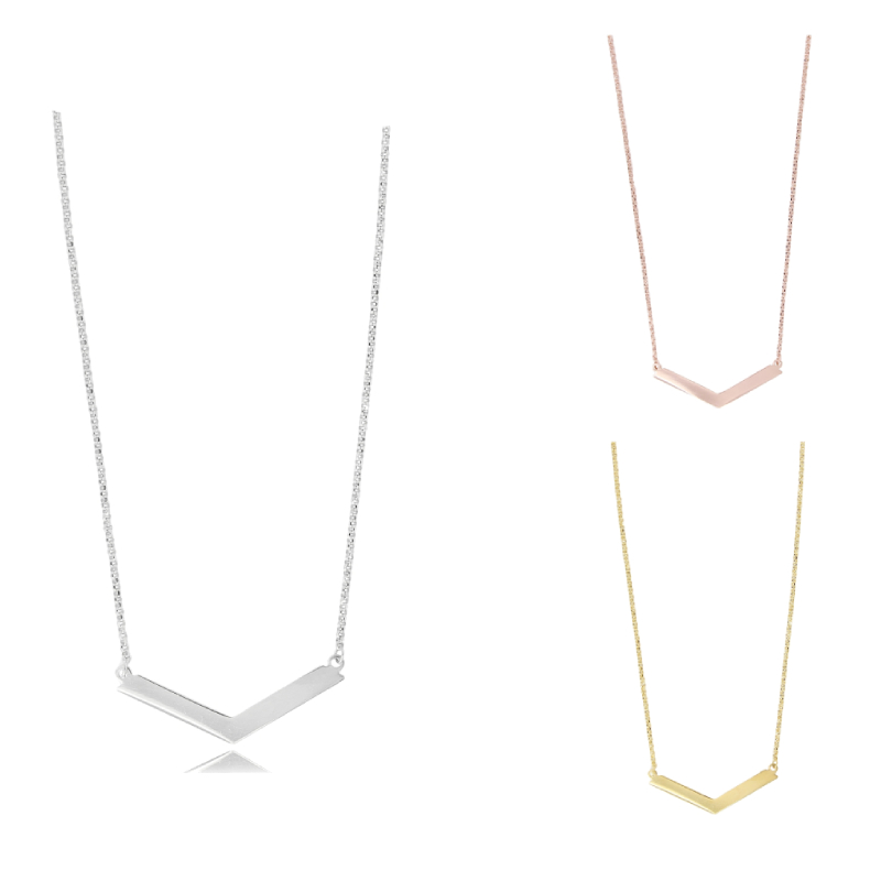 COLLANA ROLO' CON CENTRALE A V IN ARGENTO TIT 925‰ CM 45