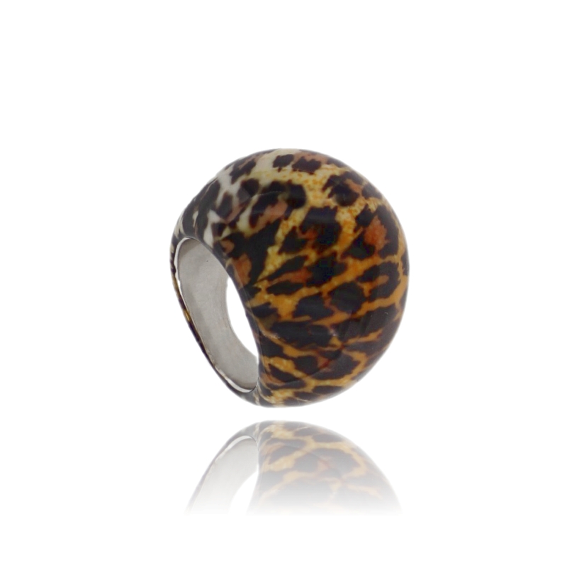 ANELLO BOMBATO ELETTROFORMATO IN ARGENTO RODIATO TIT 925 E SMALTO MISURA 15