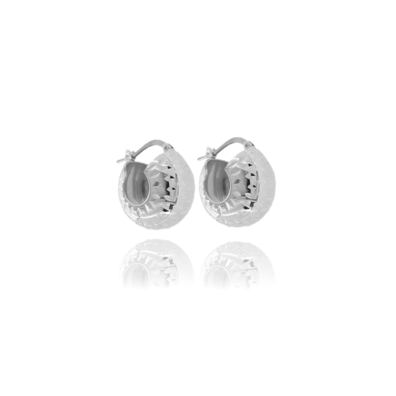ORECCHINI A CERCHIO DIAMETRO MM 6 A CANNA BOMBATA DIAMANTATA MM 9 IN ARGENTO TIT 925