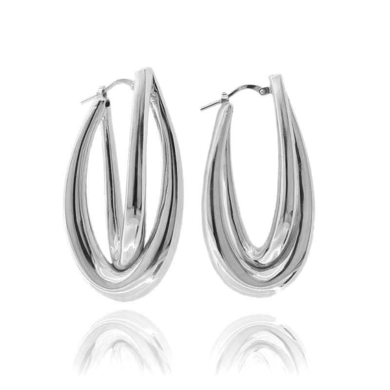 ORECCHINI STILIZZATI ELETTROFORMATI MM 48X25 IN ARGENTO TIT 925