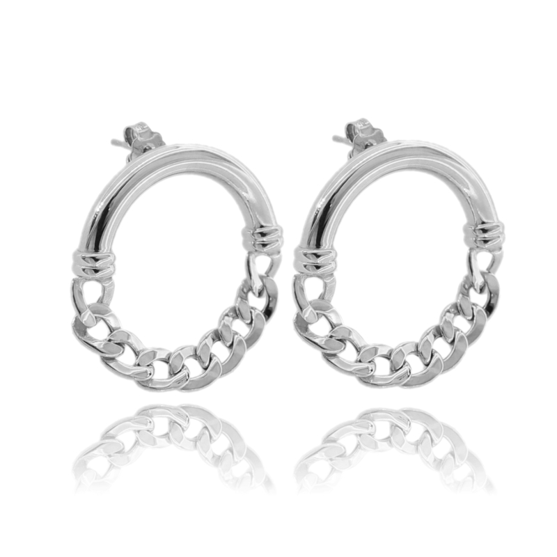 ORECCHINI CONTORNO CERCHIO ELETTROFORMATO MM 30X30 IN ARGENTO TIT 925
