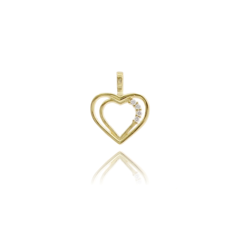 CIONDOLO CONTORNO CUORE MM 19X16 IN ARGENTO TIT 925 E ZIRCONI
