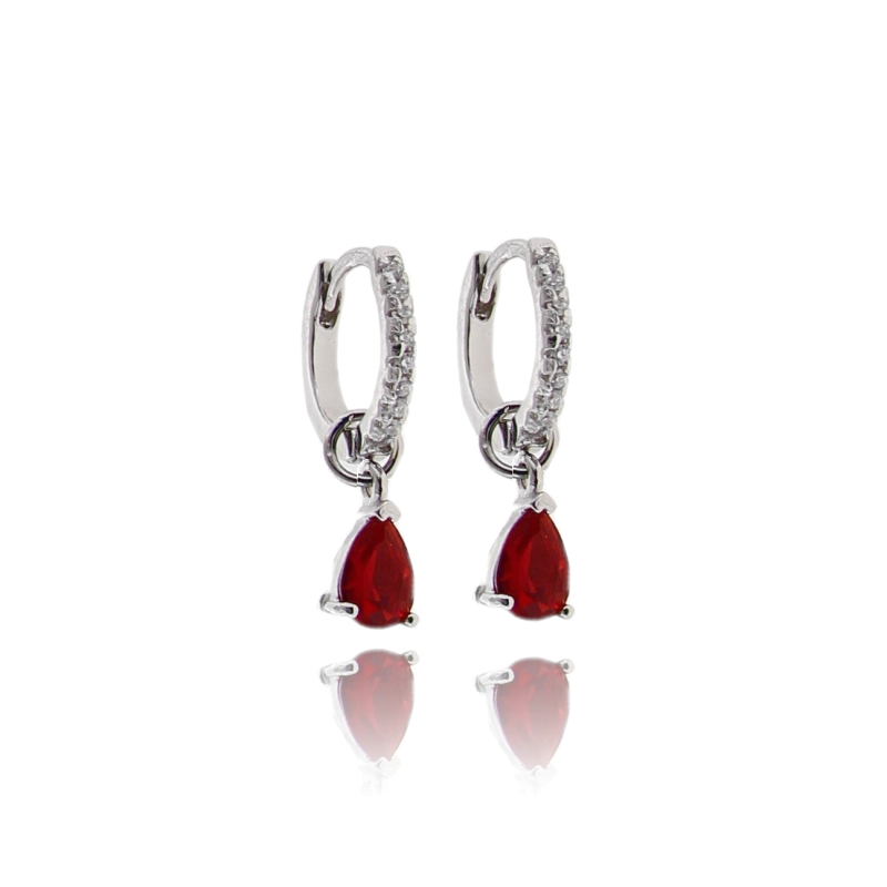 ORECCHINI A CERCHIO CON GOCCIA PENDENTE IN ARGENTO RODIATO TIT 925 E ZIRCONI COLORATI