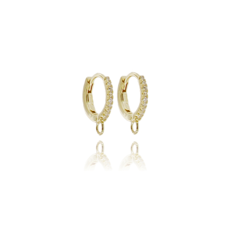 ORECCHINI A CERCHIO MM 8 CON GANCIO IN ARGENTO TIT 925 E ZIRCONI BIANCHI