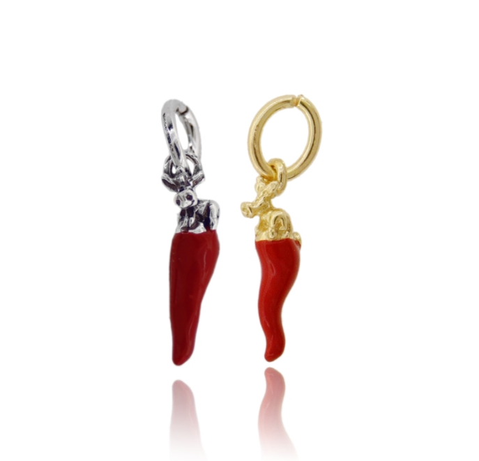 CIONDOLO CORNO MM 17 CON ASINO PZ 2 IN ARGENTO BRUNITO TIT 925