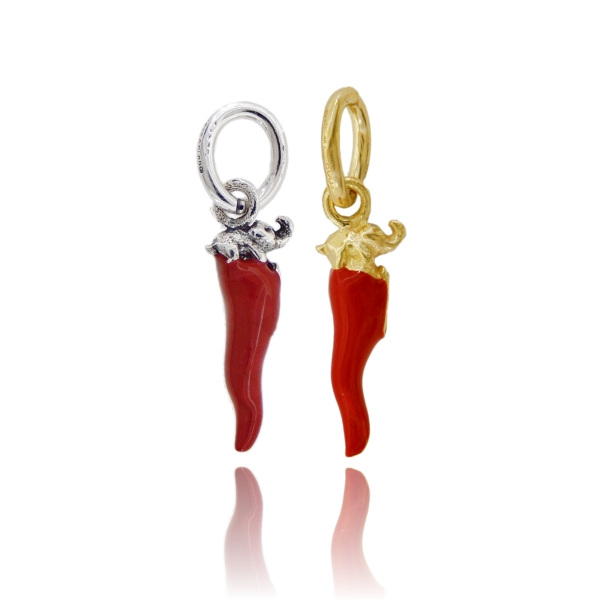 CIONDOLO CORNO MM 17 CON ELEFANTE PZ 2 IN ARGENTO BRUNITO TIT 800