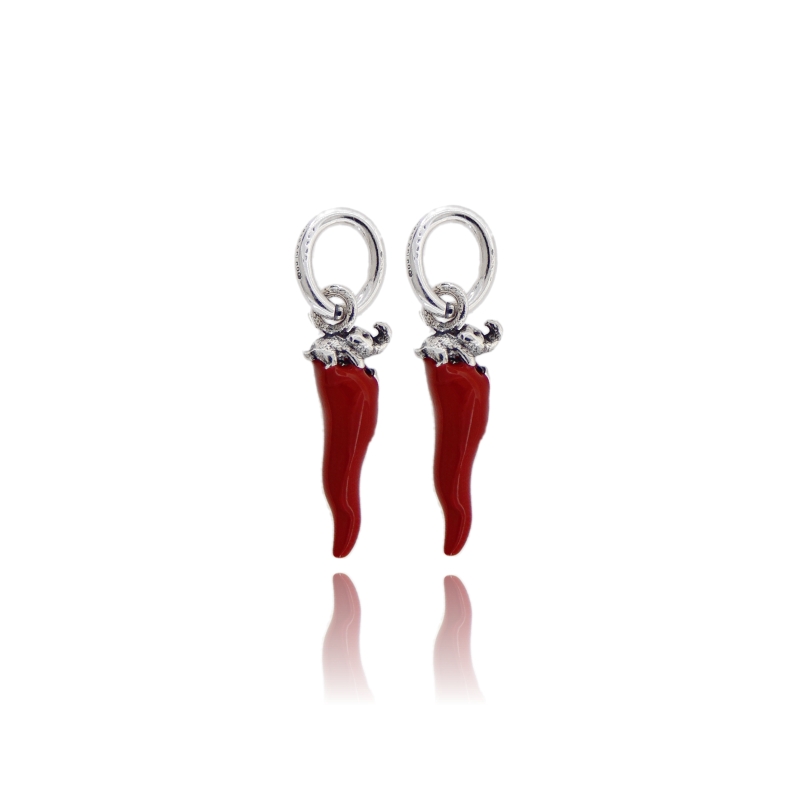 CIONDOLO CORNO MM 17 CON ELEFANTE PZ 2 IN ARGENTO BRUNITO TIT 800