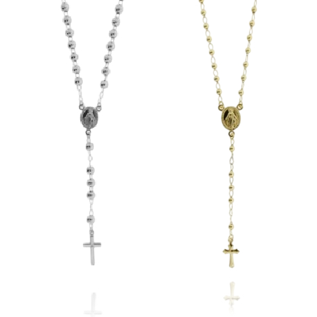 COLLANA ROSARIO Y CON SFERE IN ARGENTO TIT 925