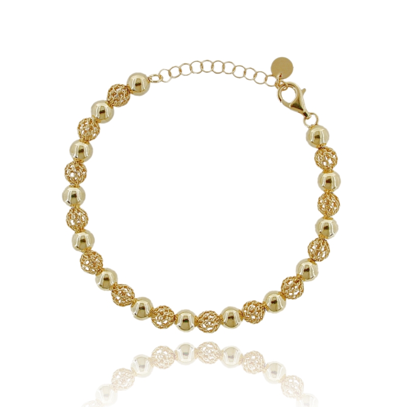 BRACCIALE SFERE LUCIDE E TRAFORATE IN ARGENTO TIT 925 CM 17-20