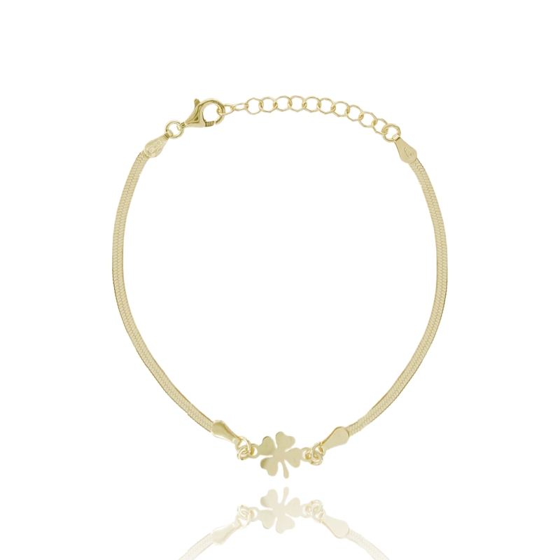 BRACCIALE SCHIENA D'ASINO CON QUADRIFOGLIO IN ARGENTO TIT 925 CM 17-19