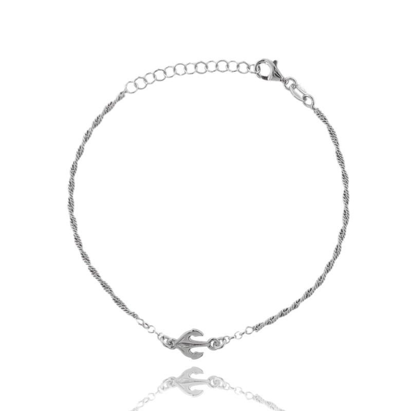 BRACCIALE FUNETTA CON ANCORA IN ARGENTO TIT 925 CM 17-19