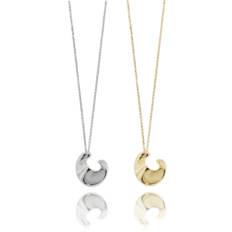 COLLANA ROLO' CM 40 CON RICCIOLO PENDENTE IN ARGENTO TIT 925
