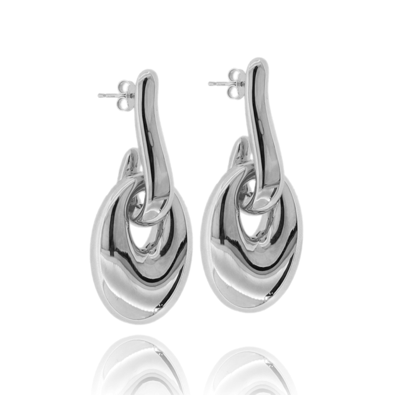 ORECCHINI PENDENTI OVALI IN ARGENTO TIT 925