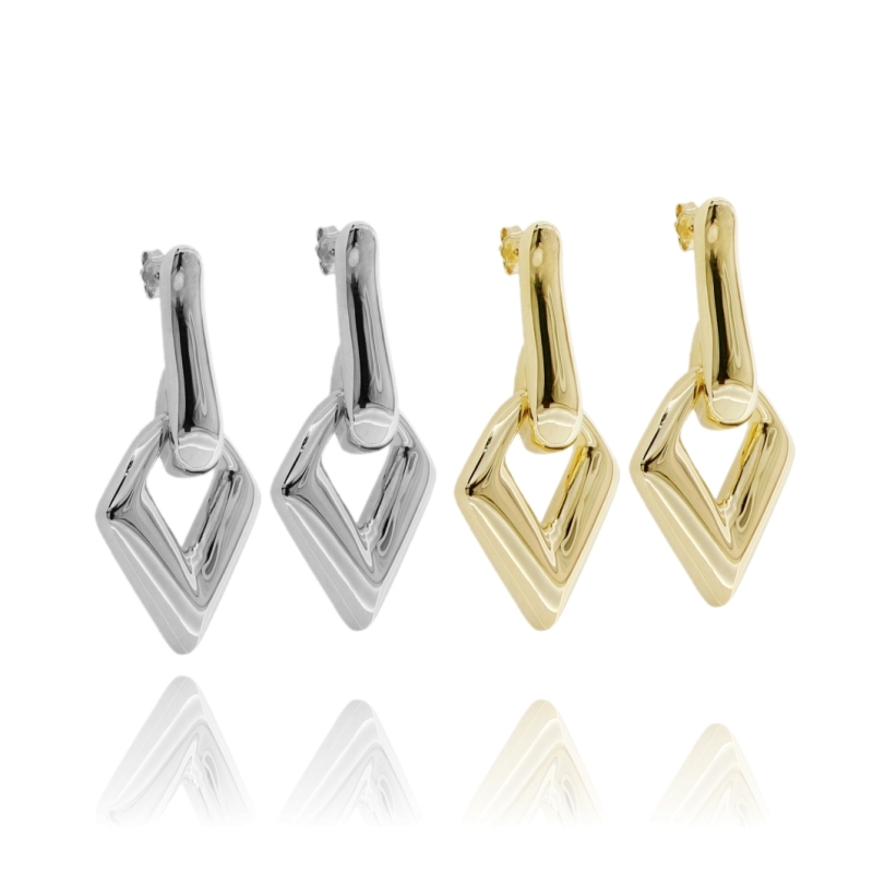 ORECCHINI PENDENTI ROMBO IN ARGENTO TIT 925