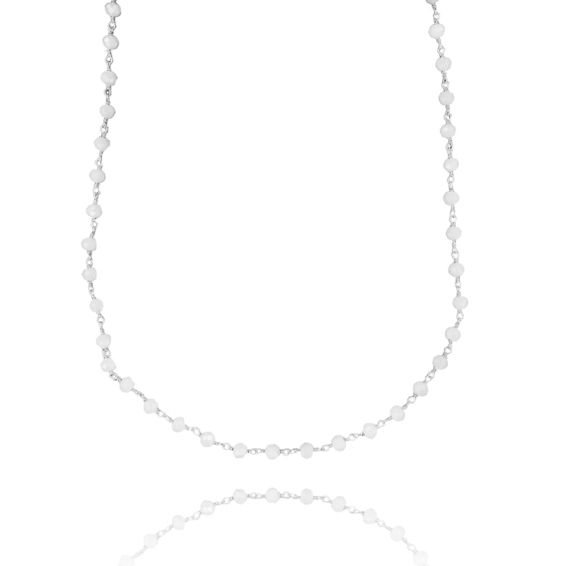 COLLANA COCKER CON RONDELLE DI PIETRA FACCETTATE IN ARGENTO TIT 925‰ CM 38-43