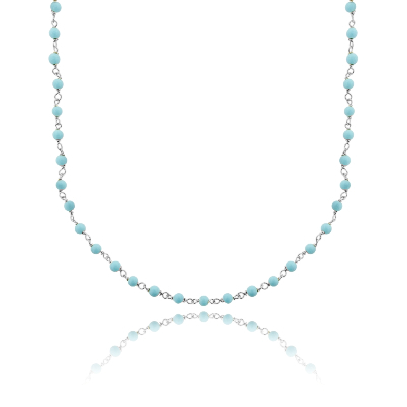 COLLANA COCKER CON RONDELLE DI PIETRA FACCETTATE IN ARGENTO TIT 925‰ CM 38-43