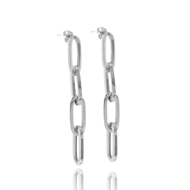 ORECCHINI PENDENTI FORZATINA A CANNA QUADRATA IN ARGENTO TIT 925
