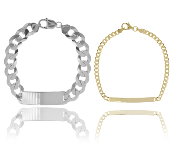 BRACCIALE CUBAN CHAIN CON TARGA IN ARGENTO TIT 925 CM 19