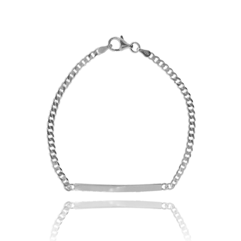 BRACCIALE CUBAN CHAIN CON TARGA MM 3 IN ARGENTO TIT 925 CM 19