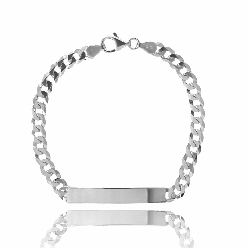 BRACCIALE CUBAN CHAIN CON TARGA MM 6 IN ARGENTO TIT 925 CM 20
