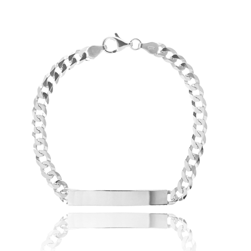 BRACCIALE CUBAN CHAIN CON TARGA MM 6 IN ARGENTO TIT 925 CM 20