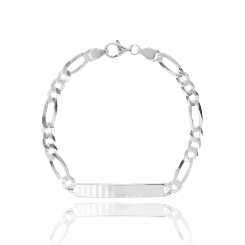 BRACCIALE 3+1 CON TARGA MM 6 IN ARGENTO TIT 925 CM 22