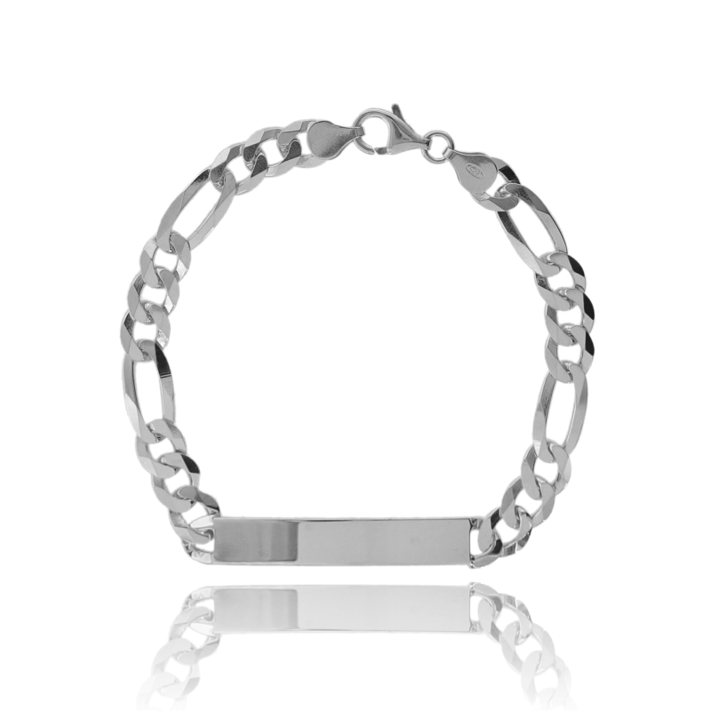 BRACCIALE 3+1 CON TARGA MM 7 IN ARGENTO TIT 925 CM 21