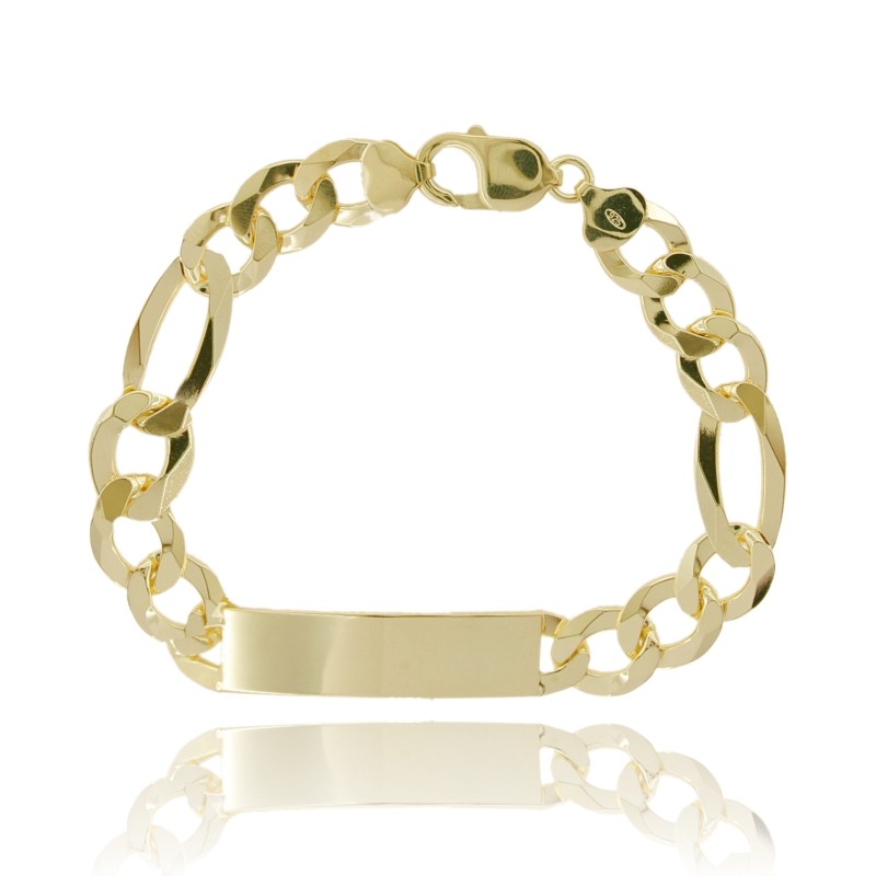 BRACCIALE 3+1 CON TARGA MM 10 IN ARGENTO TIT 925 CM 22