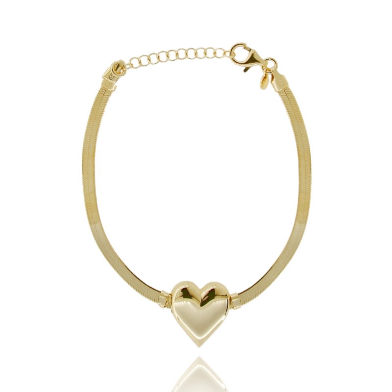 BRACCIALE SCHIENA D'ASINO CON CUORE IN ARGENTO TIT 925 CM 17-20