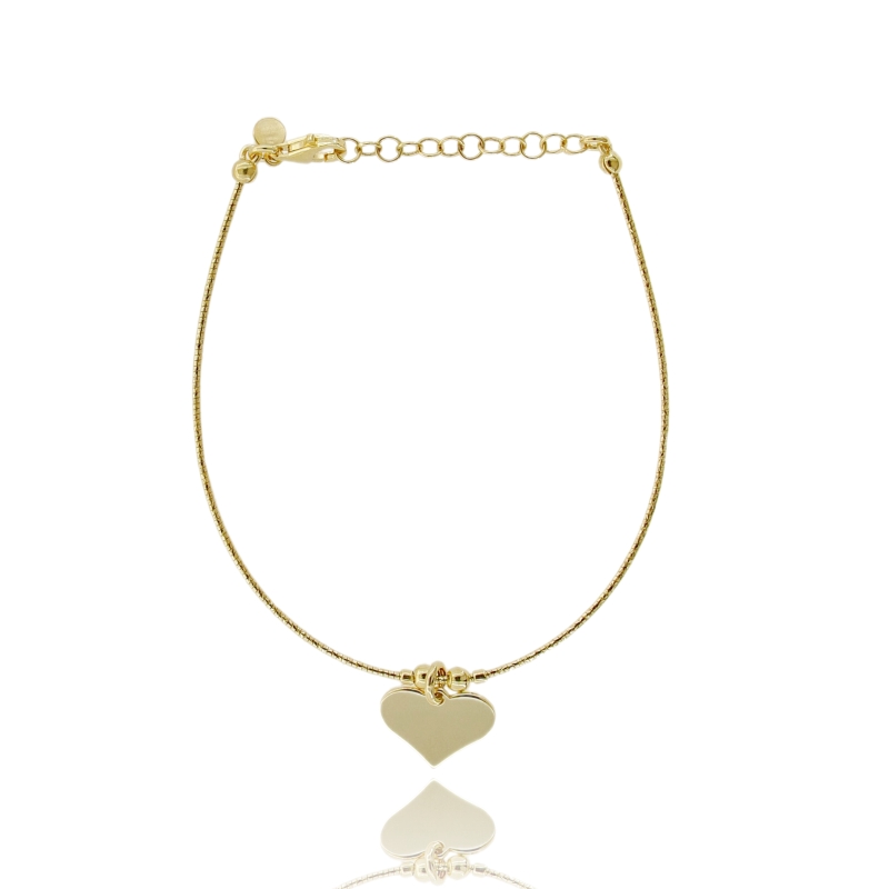 BRACCIALE SEMIRIIDO DIAMANTATO CON CUORE IN ARGENTO TIT 925 CM 17-20