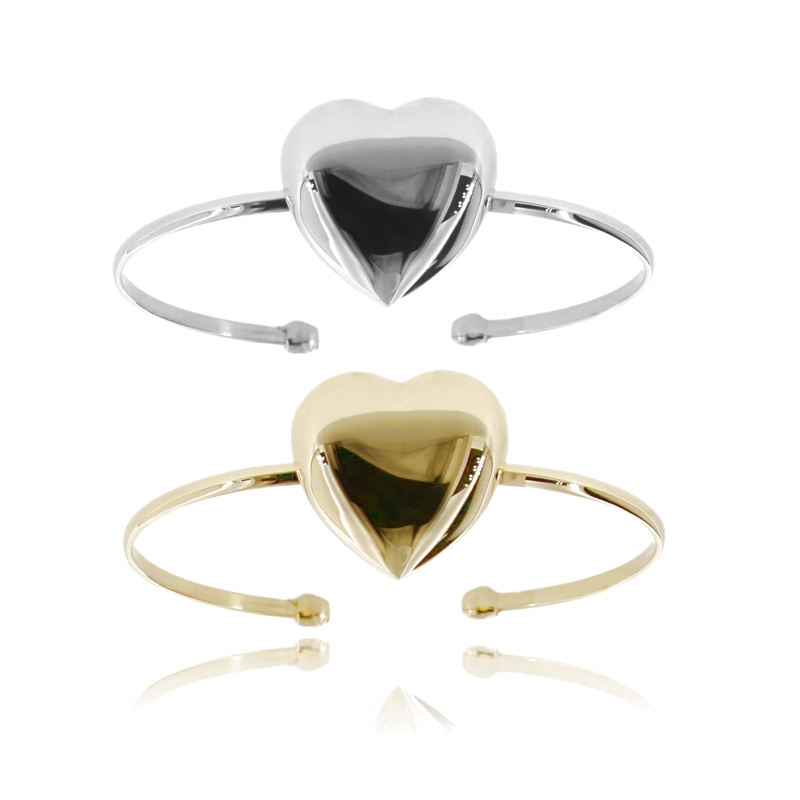 BRACCIALE RIGIDO CON CUORE ELETTROFORMATO IN ARGENTO TIT 925