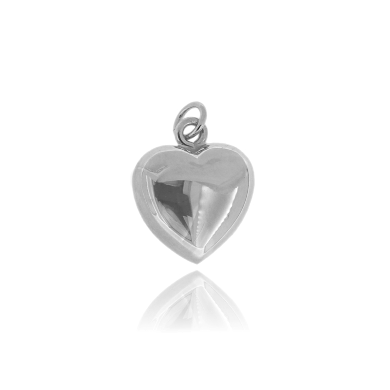 CIONDOLO CUORE BOMBATO IN ARGENTO TIT 925
