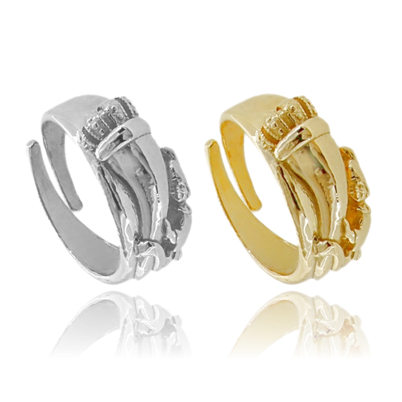 ANELLO CORNO PULCINELLA IN ARGENTO TIT 925 MISURA REGOLABILE