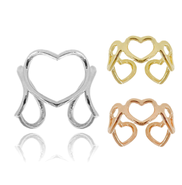 ANELLO CONTORNO CUORI IN ARGENTO TIT 925 MISURA REGOLABILE