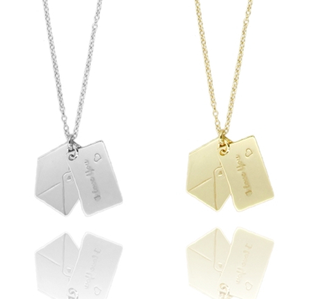 COLLANA ROLO CON BUSTA DA LETTERA PENDENTE I LOVE YOU IN ARGENTO TIT 925‰ CM 40-45