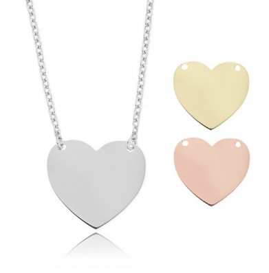 COLLANA FORZATINA CM 40-45 CON CUORE MM 26X23 IN ARGENTO TIT 925 PERSONALIZZABILE CON INCISIONE