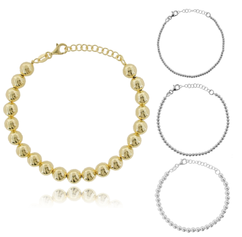 BRACCIALE SFERE LUCIDE IN ARGENTO TIT 925 CM 17-20