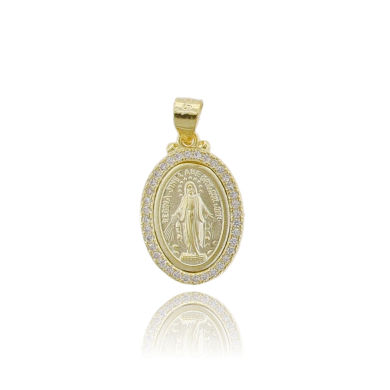 CIONDOLO MADONNA MIRACOLOSA IN ARGENTO TIT 925 E ZIRCONI BIANCHI
