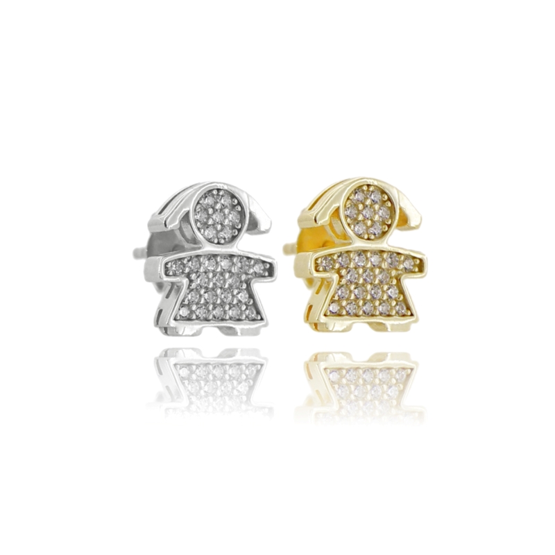 ORECCHINI A LOBO BIMBA IN ARGENTO TIT 925 E ZIRCONI