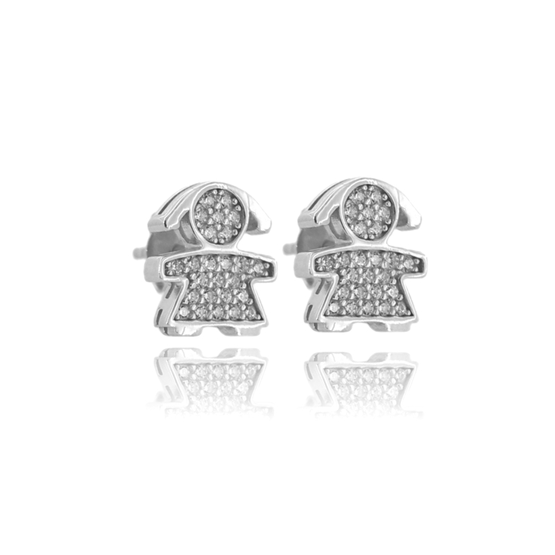 ORECCHINI A LOBO BIMBA IN ARGENTO TIT 925 E ZIRCONI