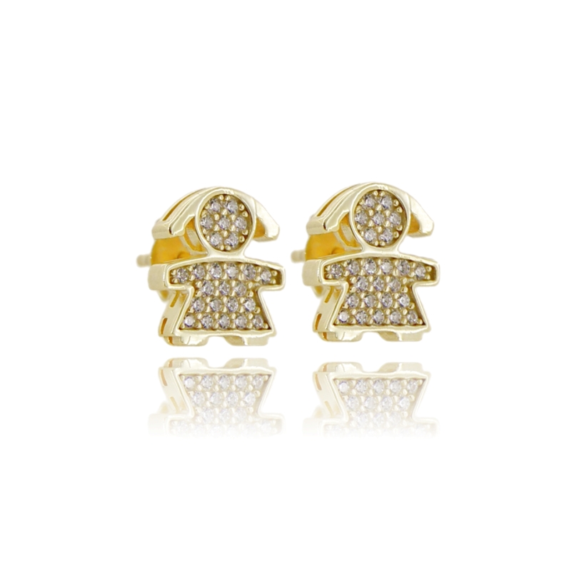 ORECCHINI A LOBO BIMBA IN ARGENTO TIT 925 E ZIRCONI