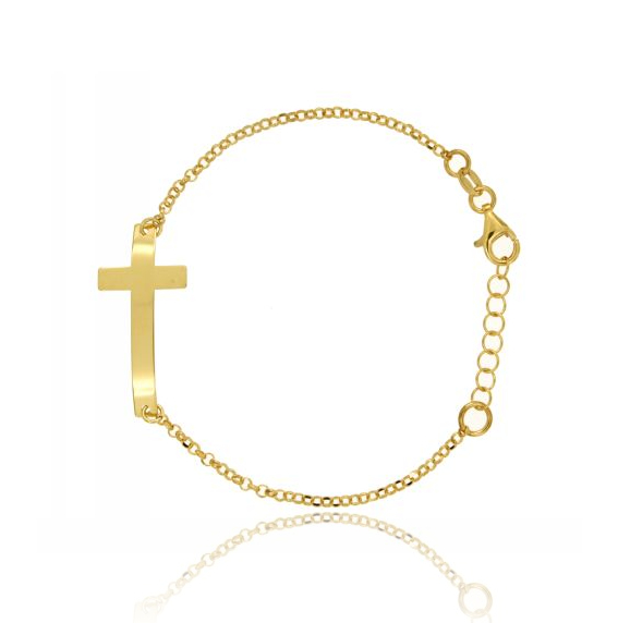 BRACCIALE ROLO' CM 18 CON CROCE CENTRALE IN ARGENTO TIT 925